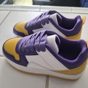 Kids Purple and Yellow Sneakers